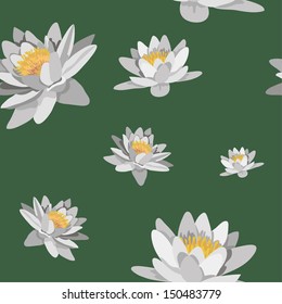 Seamless texture. Wallpaper with water lilies. vector illustration