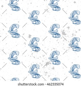 Seamless texture. Waves and curls. Repeated pattern. Abstract graphic background. Background for your blog.  Sea illustration.