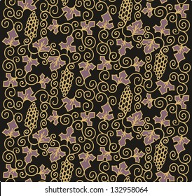 seamless texture with weaved grapes branches