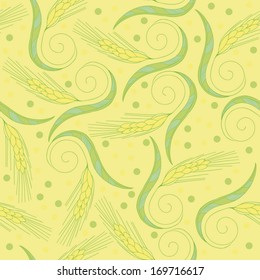 Seamless texture with wheaten ears. Hand drawn vector pattern.  Can be used as wallpaper or background