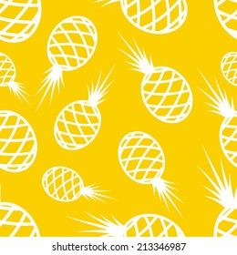 seamless texture of white contours of pineapples on a colored background