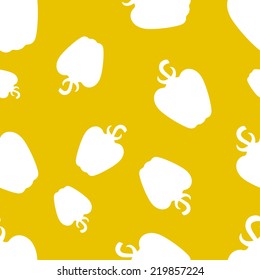 seamless texture of white pepper silhouette on a colorful background