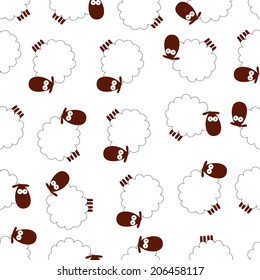 seamless texture of white sheep on an white background