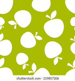 seamless texture of white silhouettes of apples on a colored background