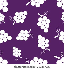 seamless texture of white silhouettes of grapes on a colored background