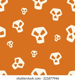 seamless texture with white skulls on an orange background