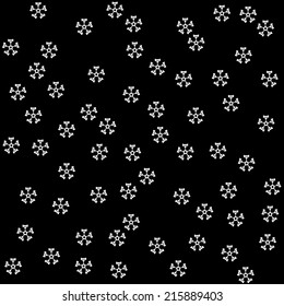 Seamless Texture with White Snowflake on Black Background. Vector Illustration 
