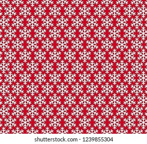 seamless texture of white snowflakes with a dark outline on a red background