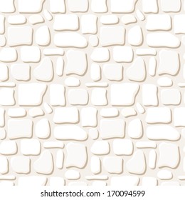 Textura inconsútil de la pared de piedra blanca. Ilustración vectorial.