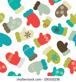 seamless texture winter mittens background for greeting card new year white