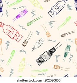 Seamless texture of wires of USB and telephone cables