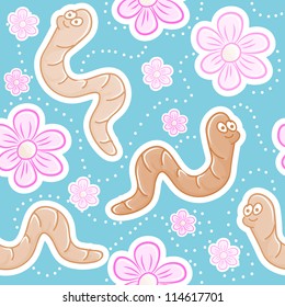 Seamless texture with a worm and a flower