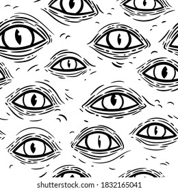 seamless texture of wrinkled monsters eyes