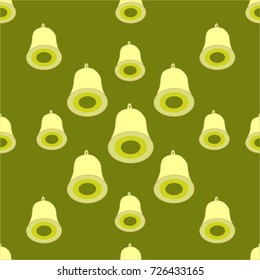 Seamless texture.  Yellow bells on a green background