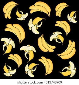 Seamless texture with yellow fresh bananas. Vector colorful background