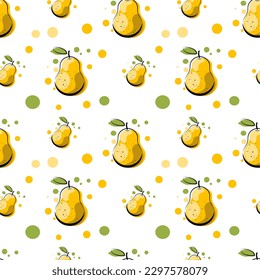 Seamless texture with yellow pears on a white background
