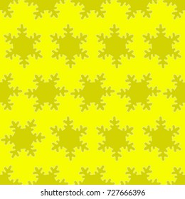 Seamless texture. Yellow snowflakes on a Yellow background