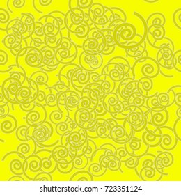 Seamless texture. Yellow spirals on Yellow background