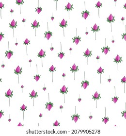 Seamless texture for your design. Hand-drawn floral background. Illustration can be used for textiles, wallpaper. 
