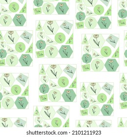 Seamless texture for your design. Hand-drawn floral and geometric background. Illustration can be used for templates, wallpaper. 