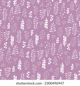 Textura sin inconvenientes para tu diseño. Hierba blanca y hojas sobre fondo rojo. La ilustración se puede utilizar para plantillas, fondo de pantalla.