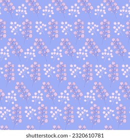 Seamless texture for your design. White twigs on blue background. Illustration can be used for templates, wallpaper. 