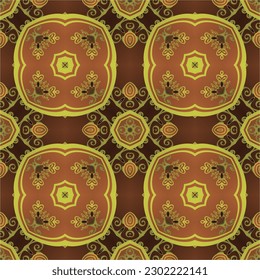 Seamless textured abstract background in brown color with gold stripes