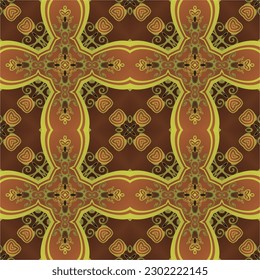 Seamless textured abstract background in brown color with gold stripes