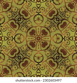 Seamless textured abstract background in brown combined with yellow gold