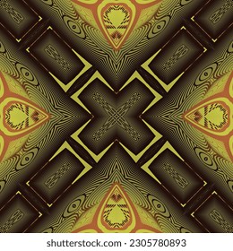 Seamless textured abstract background in dark brown color combined with yellow gold