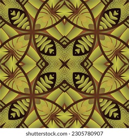 Seamless textured abstract background in dark brown color combined with yellow gold