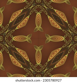 Seamless textured abstract background in dark brown color combined with yellow gold