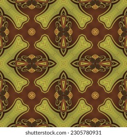 Seamless textured abstract background in dark brown color combined with yellow gold