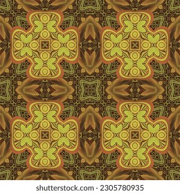 Seamless textured abstract background in dark brown color combined with yellow gold