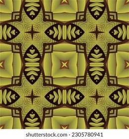 Seamless textured abstract background in dark brown color combined with yellow gold