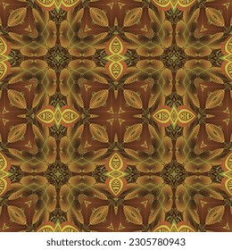 Seamless textured abstract background in dark brown color combined with yellow gold