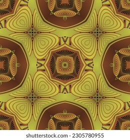 Seamless textured abstract background in dark brown color combined with yellow gold