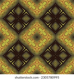Seamless textured abstract background in dark brown color combined with yellow gold