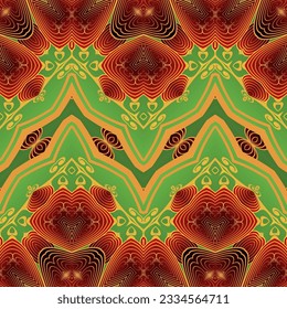 Seamless textured abstract background in green red and yellow colors