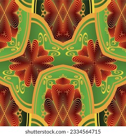 Seamless textured abstract background in green red and yellow colors