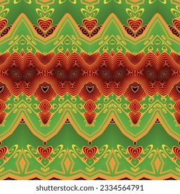 Seamless textured abstract background in green red and yellow colors