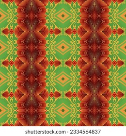 Seamless textured abstract background in green red and yellow colors