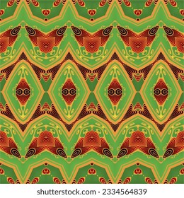 Seamless textured abstract background in green red and yellow colors