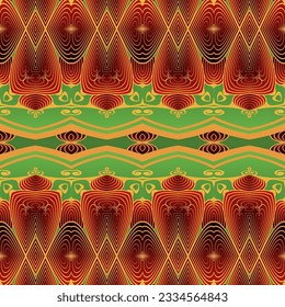 Seamless textured abstract background in green red and yellow colors
