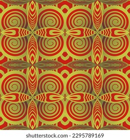 Seamless textured abstract background in red combined with yellow gold