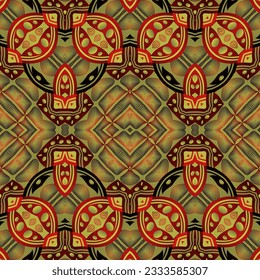 Seamless textured abstract background in red, yellow gold and other colors