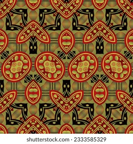 Seamless textured abstract background in red, yellow gold and other colors