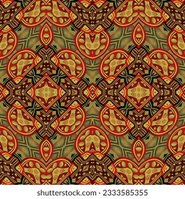 Seamless textured abstract background in red, yellow gold and other colors