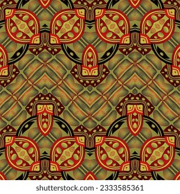 Seamless textured abstract background in red, yellow gold and other colors