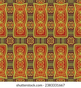 Seamless textured abstract background in red with golden brown lines